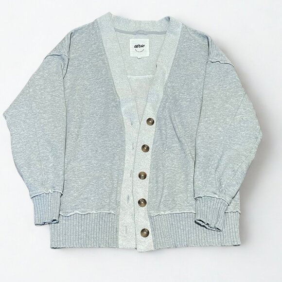 aerie Sweaters - Aerie Gray Knit Cardigan Sweater - Soft & Cozy Open Front - Size Small